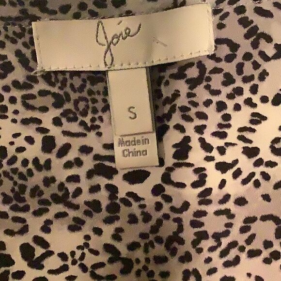 Joie Silk Long Sleeve Black Cream Animal Print - Picture 3 of 5